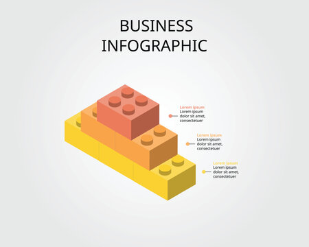 pyramid brick chart template for infographic for presentation for 3 element