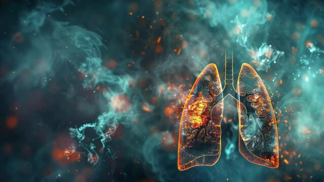 Radiology concept. Diseases of the lungs in the picture lung cancer concept. Medical Illustration. 