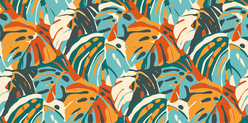 Summer floral pattern looking like watercolors, tropical pattern perfect for textiles and decoration