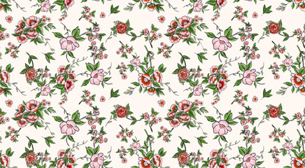 Floral liberty pattern. Plant background for fashion, tapestries, prints. Modern floral design perfect for fashion and decoration © D&R studio