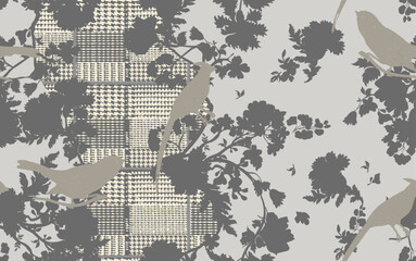 patchwork floral pattern with paisley and indian flower motifs. damask style pattern for textil and decoration