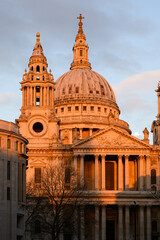 Evening light on west facade and dome of St Paul's Cathedral