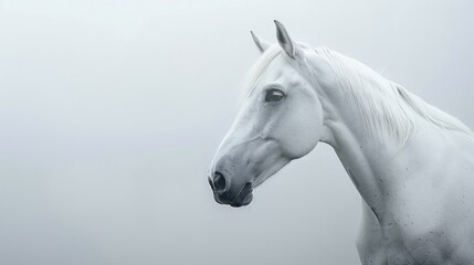 Serene Equine Beauty in Minimalist Style
 - obrazy, fototapety, plakaty