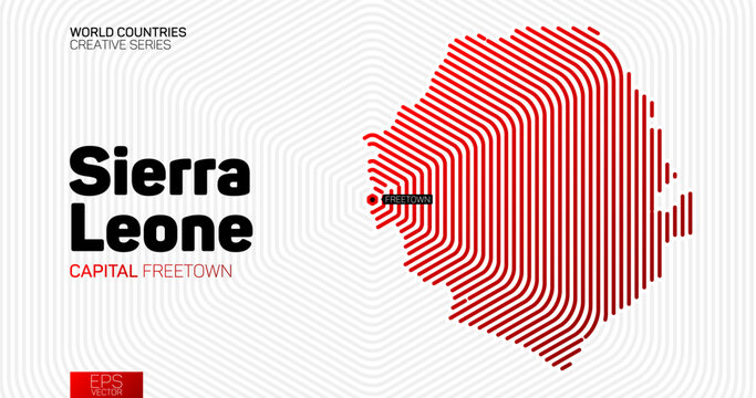 Abstract map of Sierra Leone with red hexagon lines