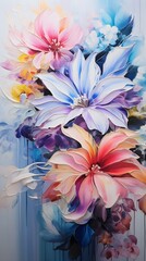 Abstract Floral Art Colorful Blossoms Dynamic Painting