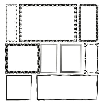 Decorative frames collection. Various border designs. Classic frame set. Vector illustration. EPS 10.