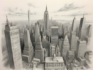 New York city watercolor drawing
