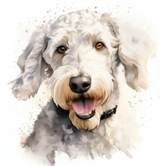 Bedlington terrier dog. Bedlington terrier clipart. Watercolor illustration. Generative AI. Detailed illustration. - obrazy, fototapety, plakaty