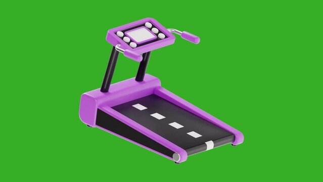 3d animation of treadmill 3d icon with green screen background