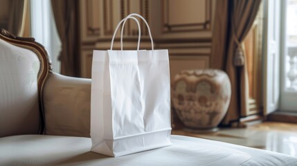 White Shopping Bag in Elegant Interior