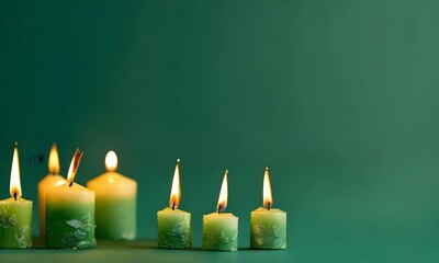 candles on a green background