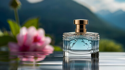 Luxury perfume bottle in the nature