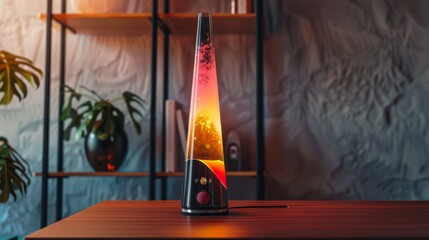 Glowing Lava Lamp on Desk