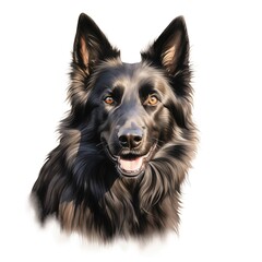 Belgian sheepdog. Belgian sheepdog dog clipart. Watercolor illustration. Generative AI. Detailed illustration.