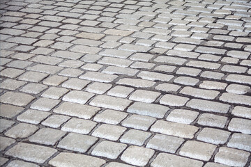 Cobblestone pavement texture. City walkway background