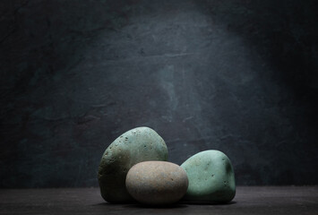 composition with stones for the podium