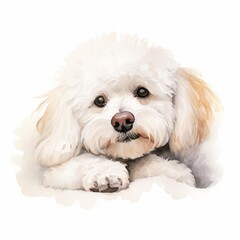 Fototapeta premium Bichon frise. Bichon frise clipart. Watercolor illustration. Generative AI. Detailed illustration.