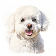 Bichon frise. Bichon frise clipart. Watercolor illustration. Generative AI. Detailed illustration.