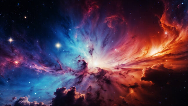 Nebulosa cósmica e estrelas no espaço. Ideal para projetos relacionados à astronomia, ciência e exploração espacial.