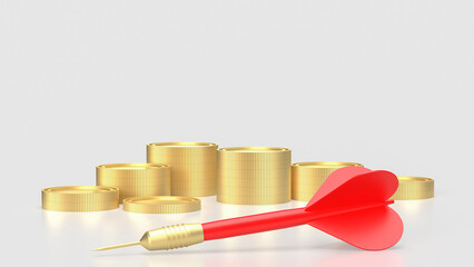 The red dart  and coins or Business concept 3d rendering.