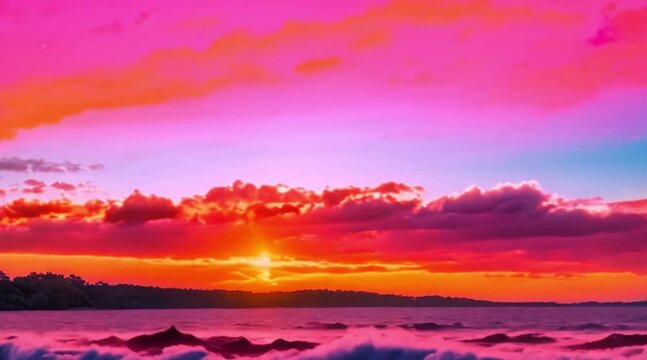 Fiery sunset painting the sky with vibrant hues.
