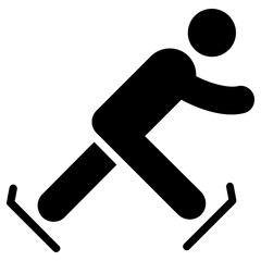 snow skiing icon, simple vector design - obrazy, fototapety, plakaty