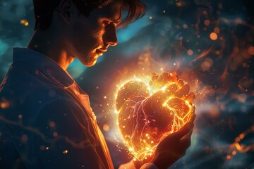Doctor with heart of light, a digital promise - obrazy, fototapety, plakaty