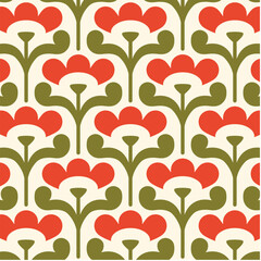 Geometrical Retro Florals Background Wallpaper