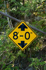 Eight Foot Clearance Sign At The Nisqually Suspension Bridge