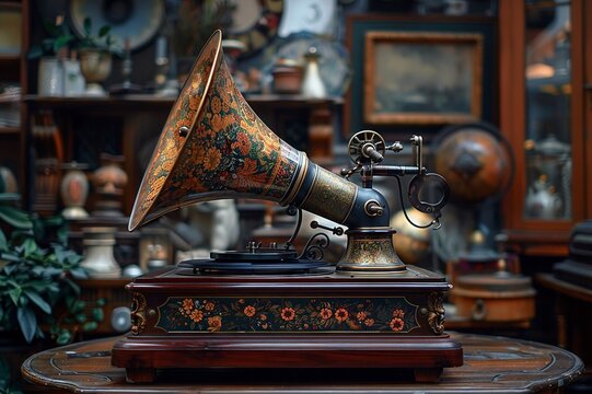 a handheld phonograph, steampunk technology, turn of the century