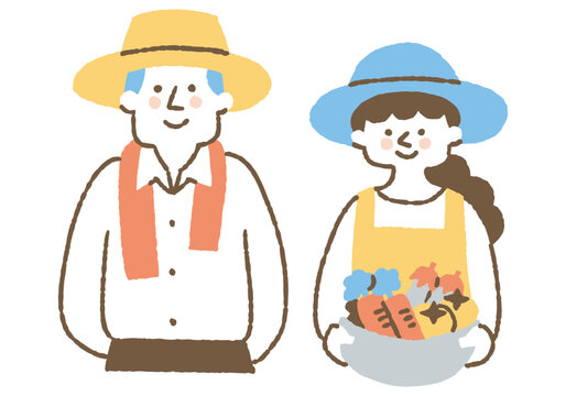Two married couples working on a farm_color