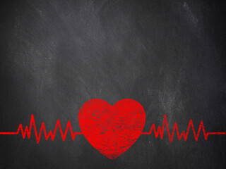 heart love pulse on black background