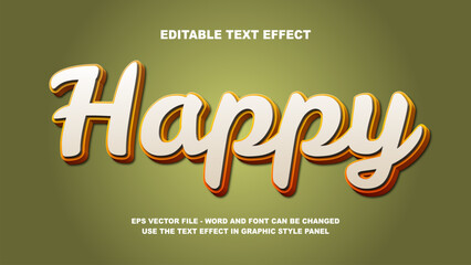 Editable Text Effect Happy 3D Vector Template