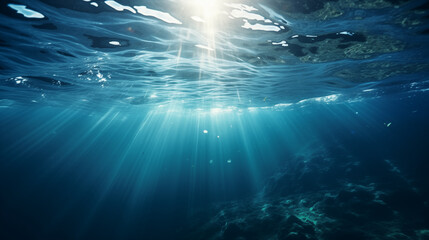 Fototapeta na wymiar Ocean Rays Illuminating Clear Blue Waters
