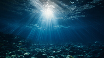 Fototapeta na wymiar Underwater Sunbeams in Clear Ocean Water