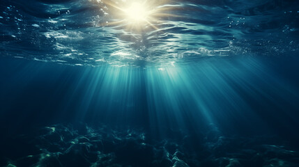 Fototapeta na wymiar Sunlight Piercing Through Ocean's Surface