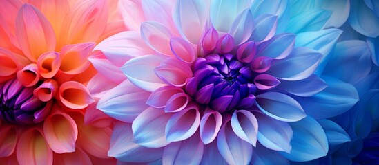 Bright and colorful flowers are showcased in a detailed close-up photograph, displaying the intricate petals and vivid hues