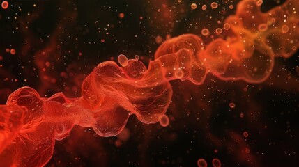 A timelapse sequence of red cells moving through a capillary showing their flexibility and ability to change shape to fit through - obrazy, fototapety, plakaty