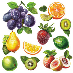 Fruit watercolor pattern bright and fresh featuring. PNG