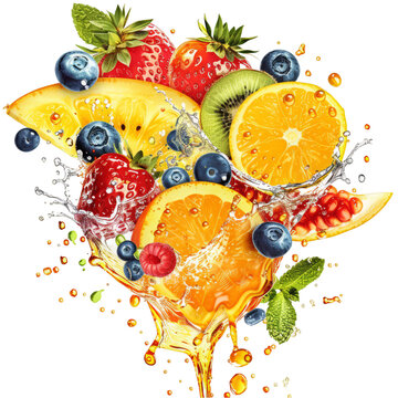 Fruit watercolor pattern bright and fresh featuring. PNG
