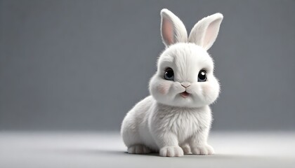 Cute white baby rabbit, full body, cartoon look, with expressive eyes, 8k