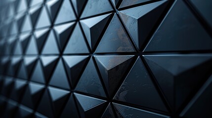 Obraz premium A wall texture that features a 3D triangle tile pattern