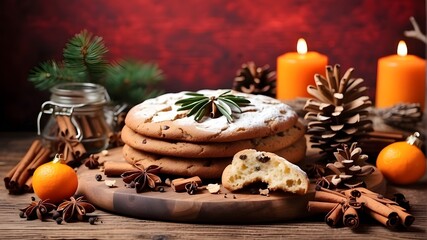 christmas cookies and candle