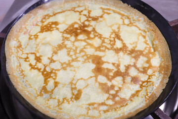 フライパンで焼くパンケーキ、クレープ