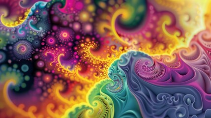 psychedelic gradient, swirling fractal patterns, mind-bending colors