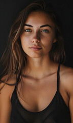 beautiful model long hair big lips beauty