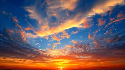 Fotobehang Colorful sunset sky ablaze with dramatic hues. Nature's artwork. © dekreatif
