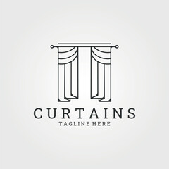 minimalist curtains logo line art vector, illustration template icon sign and symbol