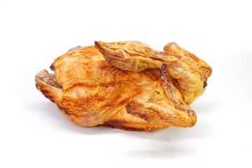 Roasted whole chicken isolated on white background. Roasted whole chicken for all Chinese festival, Chinese new year, Tombs sweeping days, Mid autumn or lunar moon festival