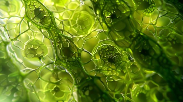 Magnified image of a chloroplasts inner membrane showcasing the presence of embedded proteins and transporters for efficient photosynthetic